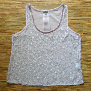 Charlotte Russe Cami Sheer Lace Lavender Beaded